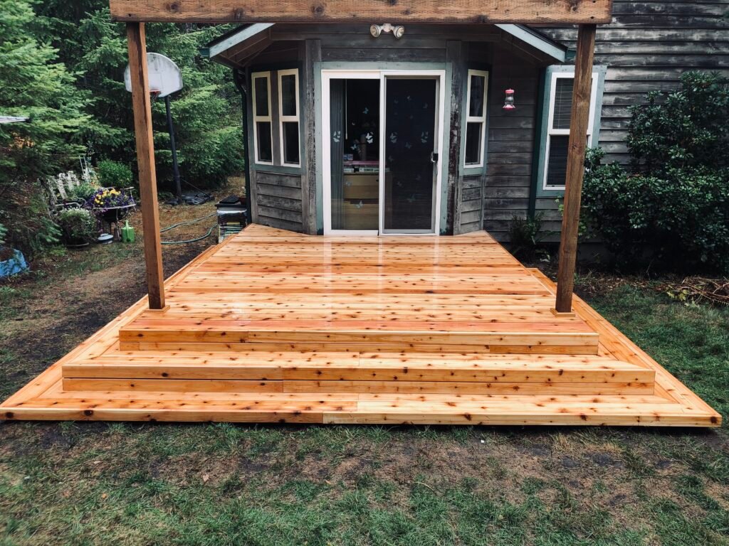 beautiful wrap around cedar deck